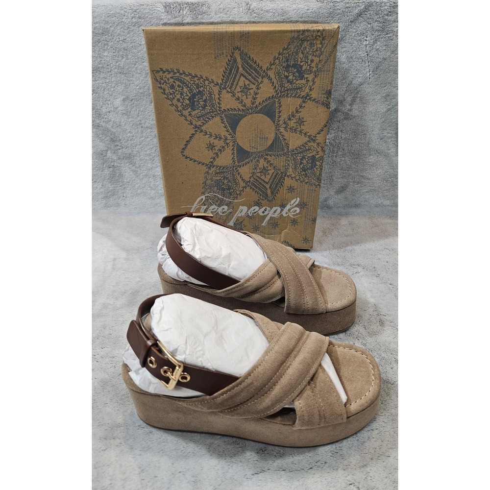 Free People Women's Beach Party Platform Sandals Light Brown Size 7.5